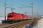 Lokomotiva: 1116.097-5 + 1116.130-4 | Vlak: OEC 566 Stadt Innsbruck Wien Westbf. - Bregenz ) | Msto a datum: Ollersbach 27.01.2010