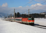 Lokomotiva: 1144.087 | Vlak: IC 515 Hahnenkamm ( Innsbruck Hbf. - Graz Hbf. ) | Msto a datum: Fieberbrunn 23.02.2019