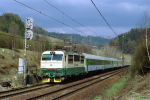 Lokomotiva: 150.023-0 | Vlak: IC 141 Detvan ( Praha hl.n. - Zvolen os.st. ) | Msto a datum: Dlouh Tebov   05.04.2002