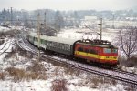 Lokomotiva: 242.202-0 | Vlak: R 258 ( Praha hl.n. - Marktredwitz ) | Msto a datum: Karlovy Vary 04.04.1996