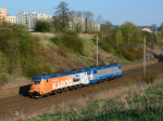 Lokomotiva: 380.004-2 + 380.012-5 | Vlak: Lv 55851 ( Praha-Vrovice - umperk ) | Msto a datum: odb.Parnk 18.04.2018