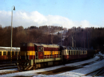 Lokomotiva: 743.008-5 | Vlak: Os 16304 ( Tanvald - Harrachov ) | Msto a datum: Tanvald 27.03.1993