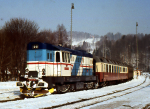 Lokomotiva: 743.010-1 | Vlak: Os 16308 ( Tanvald - Harrachov ) | Msto a datum: Tanvald 05.03.1993