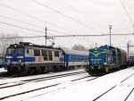 Lokomotiva: EP09-017, SM42-507 | Vlak: EC 110 Praha ( Warszawa Wsch. - Praha hl.n. ) | Msto a datum: Petrovice u Karvin (CZ) 26.01.2013