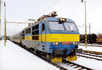 Lokomotiva: 350.014-7 | Vlak: Ex 375 Hungaria ( Berlin Lichtenberg - Budapest Kel.pu. ) | Msto a datum: Havlkv Brod (CZ) 17.02.1993
