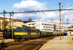 Lokomotiva: 350.019-6 | Vlak: Ex 477 Istropolitan ( Hamburg-Altona - Bratislava N.M. ) | Msto a datum: Brno hl.n. (CZ) 23.01.1993