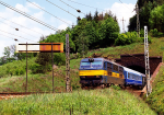 Lokomotiva: 350.019-6 | Vlak: Ex 374 Hungaria ( Budapest Kel.pu. - Berlin Lichtenberg ) | Msto a datum: Doln Louky (CZ) 16.05.1993