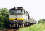 Lokomotiva: 754.056-0 | Vlak: R 227 Laborec ( Praha hl.n. - Medzilaborce ) | Msto a datum: Pust emern 05.08.1998