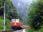 Lokomotiva: 1044.084-0 | Vlak: IC 567 NÖ Tonkünstler (Bregenz - Wien Westbf. ) | Místo a datum: Wald am Arlberg 15.06.1993
