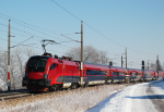 Lokomotiva: 1116.212 | Vlak: RJ 61 ( München Hbf. - Budapest Kel.pu. ) | Místo a datum: Neulengbach 27.01.2010