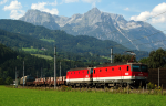 Lokomotiva: 1144.228 + 1144.247 | Vlak: DG 54434 ( Salzburg Gnigl - Hall in Tirol ) | Místo a datum: Pfarrwerfen 19.08.2009