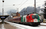 Lokomotiva: 1216.004 | Vlak: DRV 13265 Alpe-Toget ( Hoeje Taastrup - Bischofshofen ) | Msto a datum: Schwarzach-St.Veit 31.01.2009
