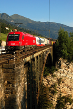 Lokomotiva: 1216.018 | Vlak: RoLa 43253 ( Salzburg Hbf. - Trieste C.M. ) | Místo a datum: Angertal 19.08.2009