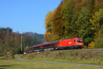 Lokomotiva: 1216.210 | Vlak: railjet 79 Johann Strauss ( Praha hl.n. - Graz Hbf. ) | Místo a datum: Bezpráví (CZ) 22.10.2018