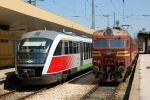 Lokomotiva: 10.006-8 + 32.040-0 | Vlak: PV 10145 ( Plovdiv - Svilengrad ) + PV 80115 ( Plovdiv - Stara Zagora ) | Msto a datum: Plovdiv 22.08.2006