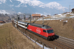 Lokomotiva: Re 460.007-8 | Vlak: IC 829 ( Brig - Romanshorn ) | Místo a datum: Frutigen 15.03.2006