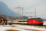 Lokomotiva: Re 460.075-5 | Vlak: IC 828 ( Romanshorn - Brig ) | Msto a datum: Frutigen 15.03.2006