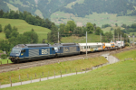Lokomotiva: Re 465.005-7 + Re 465.018-0 | Vlak: IM 43609 ( Freiburg i.Breisgau - Novara ) | Místo a datum: Frutigen 20.06.2006