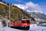Lokomotiva: Ge 4/4 625 | Vlak: D 1535 ( Chur - St.Moritz ) | Místo a datum: Celerina 27.01.1996