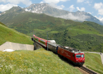Lokomotiva: HGe 4/4 5 | Vlak: D 909 Glacier-Express ( St.Moritz - Zermatt ) | Místo a datum: Nätschen 23.06.2006