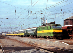 Lokomotiva: 150.014-9 | Vlak: Ex 125 Košičan ( Praha Masarykovo n. - Košice ) | Místo a datum: Studénka 29.09.1990