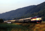 Lokomotiva: 749.245-7 | Vlak: R 937 Praděd ( Brno hl.n. - Jeseník ) | Místo a datum: Hanušovice 20.08.1995