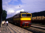 Lokomotiva: 750.328-7 | Vlak: R 1277 ( Praha hl.n. - Linz Hbf. ) | Místo a datum: Horní Dvořiště 20.08.1994