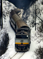 Lokomotiva: 754.081-8 | Vlak: R 959 ( Praha hl.n. - Jeseník ) | Místo a datum: Branná 16.01.1999
