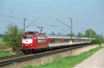 Lokomotiva: 103.123-6 | Vlak: IC 512 Annette Kolb ( München Hbf. - Münster Hbf. ) | Místo a datum: Haspelmoor 15.05.1995
