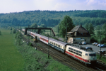 Lokomotiva: 103.149-1 | Vlak: EC 57 Heinrich Heine ( Paris Est - Dresden Hbf. ) | Místo a datum: Wirtheim 10.05.1994