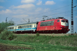 Lokomotiva: 103.123-6 | Vlak: EC 11 Mimara ( Leipzig Hbf. - Zagreb Gl.kol. ) | Místo a datum: Haspelmoor 15.05.1995