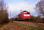 Lokomotiva: 120.002-1 | Vlak: IR 2095 ( Nürnberg Hbf. - Salzburg Hbf. ) | Místo a datum: Nannhofen 24.03.1994