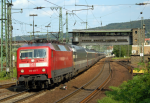 Lokomotiva: 120.103-7 | Vlak: EC 6 ( Chur - Hamburg-Altona ) | Místo a datum: Bingen Hbf. 08.06.2006