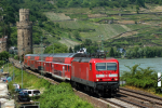 Lokomotiva: 143.568-4 | Vlak: RE 4369 ( Koblenz Hbf. - Frankfurt (M) Hbf. | Místo a datum: Oberwesel 08.06.2006