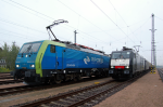 Lokomotiva: 189.804 ( PKP Cargo ), 189.841 ( LokoTrain ) | Místo a datum: Hamburg-Hohe Schaar 13.10.2014
