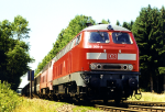 Lokomotiva: 218.209-3 + 218.345-7 | Vlak: EC 167 Albert Einstein ( Zürich HB - Praha hl.n. ) | Místo a datum: Kaufering 25.07.1999