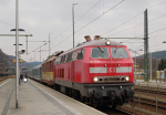 Lokomotiva: 218.838-1 ( ex 218.373 -9 ) + 371.005-0 | Vlak: EC 379 Porta Bohemica ( Kiel Hbf. - Praha hl.n. ) | Místo a datum: Bad Schandau 11.03.2016