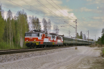 Lokomotiva: Sr1 3033 + Sr1 3061 | Vlak: P 31 ( Helsinki - Moskva ) | Místo a datum: Riihimäki 24.05.1997