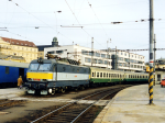 Lokomotiva: 350.001-4 | Vlak: Ex 377 Meridian ( Berlin Lichtenberg - Sofia ) | Místo a datum: Brno hl.n. (CZ) 23.01.1993