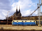 Lokomotiva: 350.003-0 | Vlak: R 571 Vysočina ( Praha Masarykovo n. - Štúrovo ) | Místo a datum: Brno hl.n. (CZ) 23.01.1993