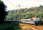 Lokomotiva: 350.013-9 | Vlak: EC 79 Csardas ( Praha hl.n. - Budapest Kel.pu. ) | Místo a datum: Bezpráví (CZ) 01.09.2000