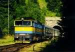 Lokomotiva: 750.032-5 | Vlak: Zr 394 Urpín ( Budapest Kel.pu. - Žilina ) | Místo a datum: Čremošné 08.08.1998