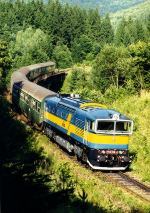 Lokomotiva: 750.198-4 | Vlak: Zr 1844 ( Zvolen os.st. - Žilina ) | Místo a datum: Čremošné 08.08.1998